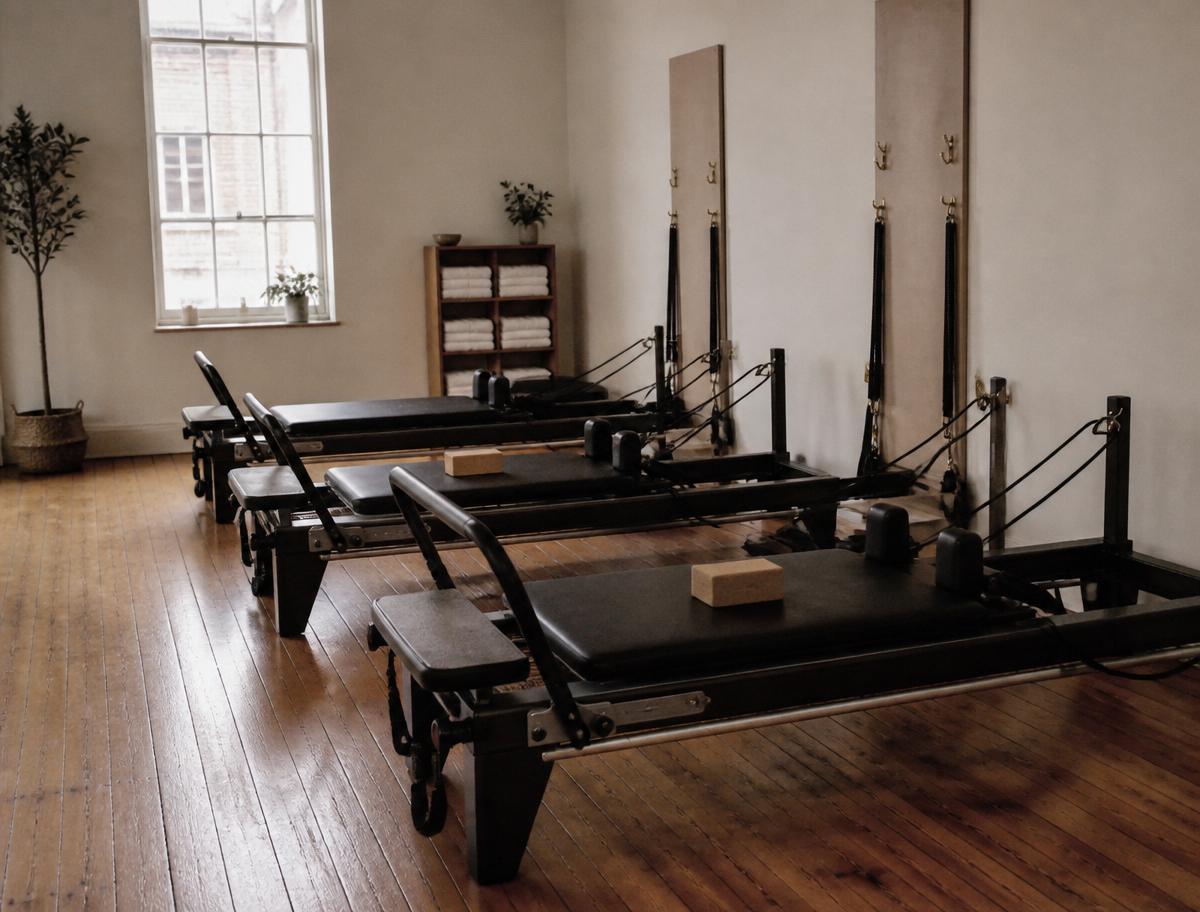 Empty boutique reformer pilates studio